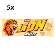 5x NESTLE LION WHITE Chokolate Bar, Wafer Caramel Wheat Flakes White Coating 42g