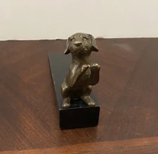 Brass Labrador Figure on 6.5" Length Wooden Doorstop by SPI Home Decor