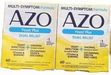AZO Yeast Plus Dual Relief Multi Symptom Formula 60 Tablets Lot of 2