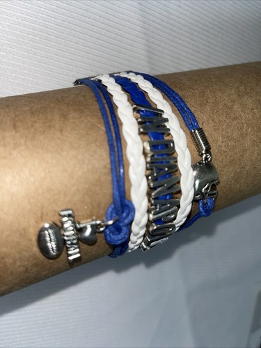 Bracciale NFL INDIANAPOLIS SQUADRA DI CALCIO PELLE INFINITY CHARM BRACELET - Foto 3 di 5