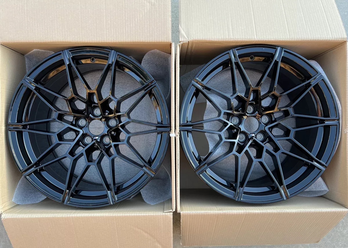 Set of TWO NEW OEM BMW M3 M4 FRONT 19” 826M BLACK WHEELS 