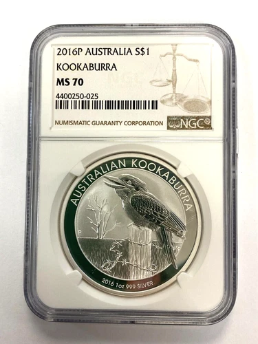 2016 P Australia 1 oz. Kookaburra Silver Coin S$1 NGC MS70
