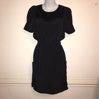 h&m black short sleeve dress NWT H&M Short Cap Sleeve Square Neck Boucl Dress in Black Size XS