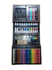 Art 101 Platinum 151-piece Multimedia Artists Set with Wood Case, Pencil, Pastel