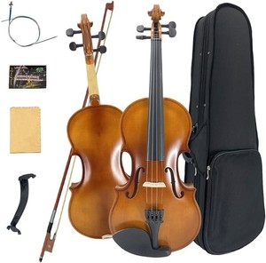 4/4 Violon pour débutants & Adultes, bois massif de grande taille avec finition mat, étui