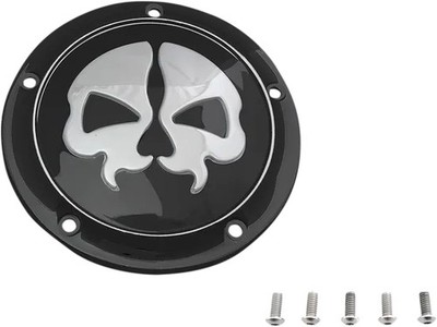Drag Specialties Split Skull Derby Cover Black Harley Dyna Switchback 12-16