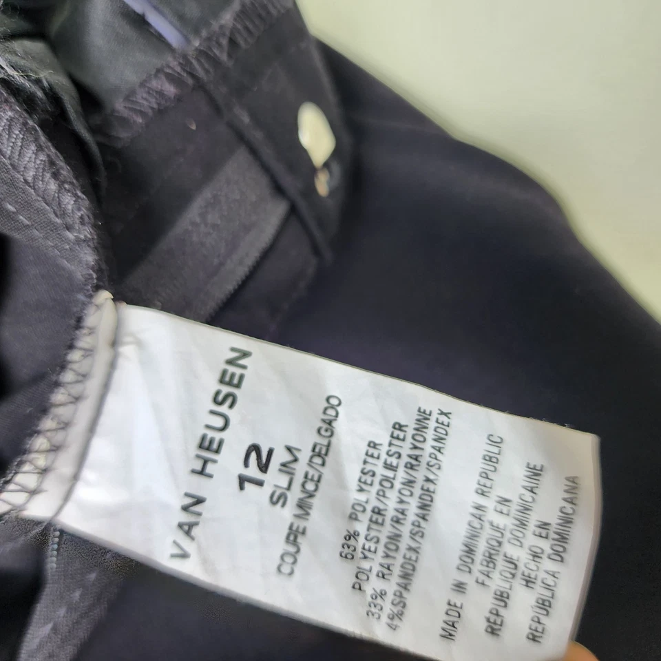 Calça social Van Heusen masculina flexível elástica frente plana preta tamanho 12 SLIM - Imagem 2 de 4