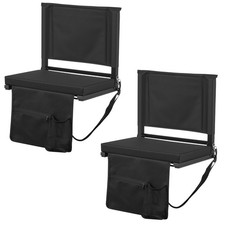 Uimoso 2PCS Folding Stadium Seat with Backrest and Padded Cushion in Black