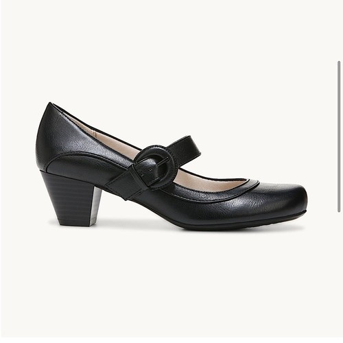 Life Stride Rozz Mary-Jane Buckle Pump Heels, Noir Black, Size 8.5, NWT