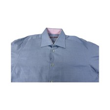 Robert Graham Shirt Men s 42 16.5 Blue 100 Cotton Diamond All Over Pattern
