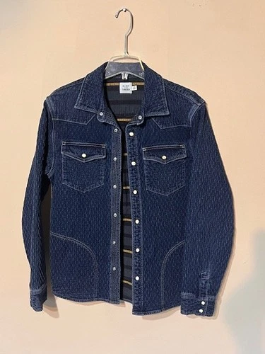 Huckberry Flint and Tinder Quilted Bone Button Jacket Dark Wash Indigo size M - product listing photo