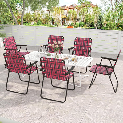 6-Pack Portable Folding Lawn Chairs with Heavy Duty Frame & Wide