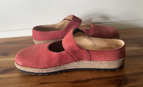 Haflinger Damen Rot Leder Pantolette Clog Slipper Lagenlook Gr. 38 US 7 - Bild 3 von 12