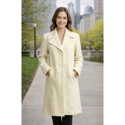 NWT!! CLUB MONACO Quilted Boucle Long Coat Manteaux White Ivory Solid X-Small
