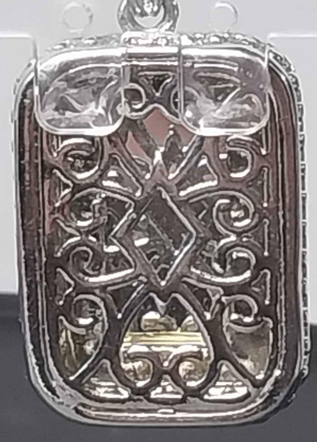 Large Blue Stone Rectangular necklace Pendant ONL… - image 5