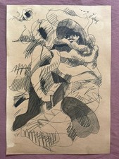 Claes Oldenburg painting drawing on old paper signed stamped