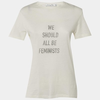 Dior Off White Cotton We Should All Be Feminists TShirt S
