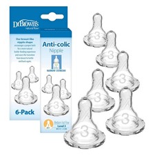 6-Pack of Dr. Brown's Medium-Fast Flow Baby Bottle Nipples for Growing Infants