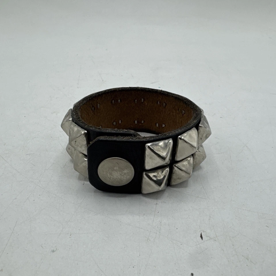 Vintage Leather Studded Cuff Bracelet Punk Rock Bangle 80s 90s - Image 2 of 4