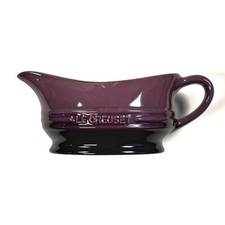 Le Creuset Fig Purple Stoneware Gravy Boat Sauce Pitcher Plum Triple Ring