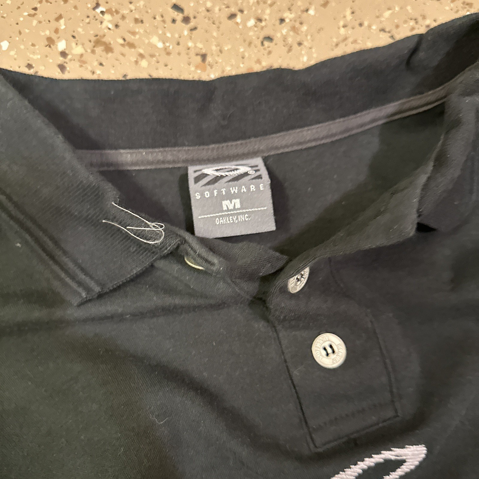 Vintage Oakley Software Center Logo Polo Long Sleeve Shirt Size M Black READ image 6
