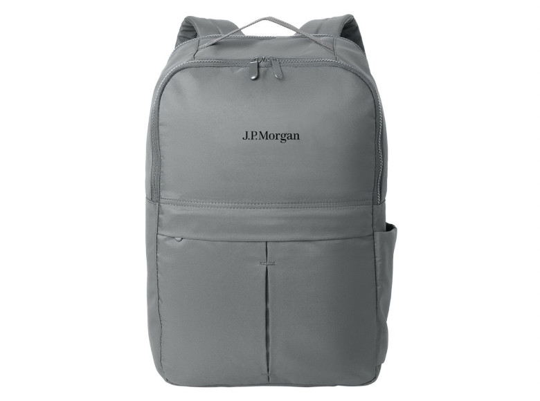 Nuevo con etiquetas Auténtico Bolso Mochila JP Morgan Gris Laptop Generoso Almacenamiento