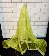Vintage Floral Trees Semi Sheer Scarf 44 L x 16 D Tone Green Yellow