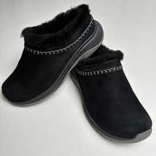 Merrell Encore Ice 5 Black Suede Faux Fur Slip On Clogs Shoes Womens 5