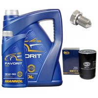 MotoröL Filter Set Mannol 15W50 API 6 Liter + Schraube FüR Audi A4 Avant RS4 8D5