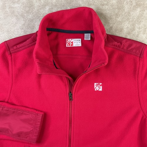 Chik Fil A Jacket Fleece Sweater Red Restaurant Employee Full Zip Unisex Sz L - Picture 9 of 10