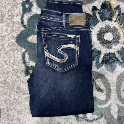Silver Jeans Co. Women s Boyfriend Dark Wash Distressed Mid Rise Denim Jeans M