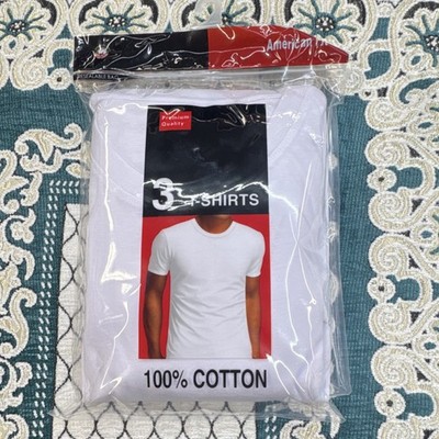 Marco Giovanni 3-Pack Men's White Cotton Crew Neck Short Sleeve T-Shirts Size L