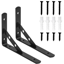 Shelf Brackets 8 Inch Heavy Duty 90 Degree Floating Wall Shelves Brackets Tri...