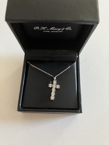 sterling silver diamond cross pendant necklace