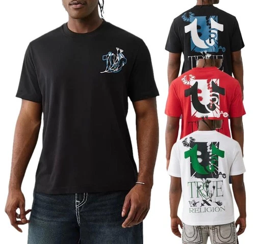 True Religion Men's T-Shirts Graphic Nature Print Crew Neck Summer Cotton Tee