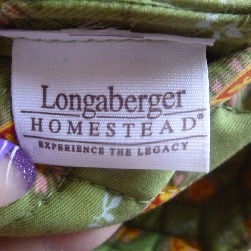 Bolso de Mano Longaberger Asas de Cinta Verde y Naranja Paisley - Usado en Excelente Condición Foto 4 de 4