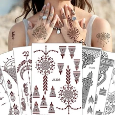 Xmasir 12 Sheets Henna Tattoo Kit, Waterproof Tattoo Stickers for Women Weddi...