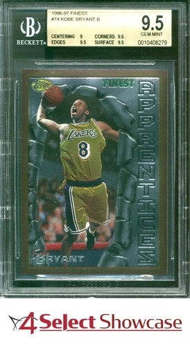 1996 FINEST #74 KOBE BRYANT RC LAKERS HOF BGS 9.5