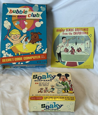 LOT of Vtg. Walt Disney Soaky Soap Bars ~ Chipmunks 45 ~ Bubble Club ***RARE***