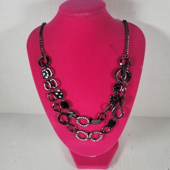 Black Metallic Multistranded Statement Abstract S… - image 1