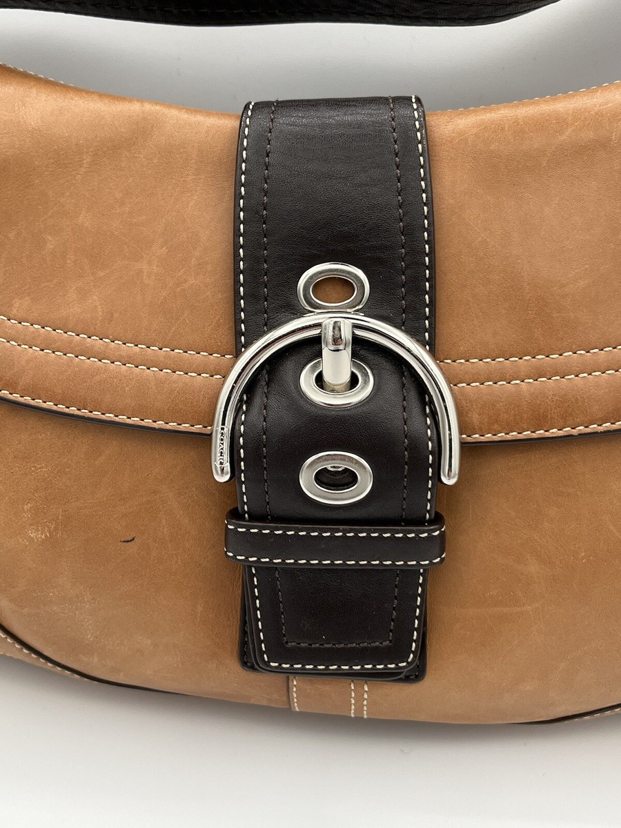 バッグ Coach Soho 2tone Leather Shoulder Bag Coach Soho Shoulder Bag Burnish Tan & Brown 2 Tone Leather F10910