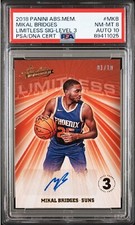2018-19 Panini Absolute Mikal Bridges Jersey #1/10 Rookie Auto RC PSA 8 10 Pop 1