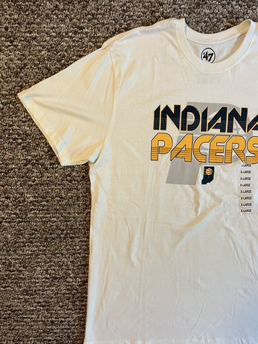 47 Brand NBA Indiana Pacers White Ghost Logo Tee Short Sleeve T-Shirt Size XL - Picture 6 of 9