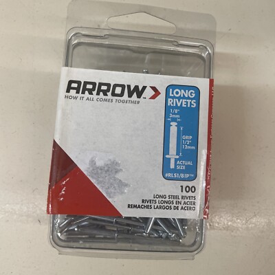 Arrow Fastener RLS1/8IP 1/8-Inch Long Rivets, 100-Pack (Steel)