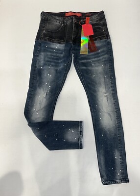 RS7 royal 7even mens 100%authentic size 32/32 long Stretch jeans Blue Faux Torn