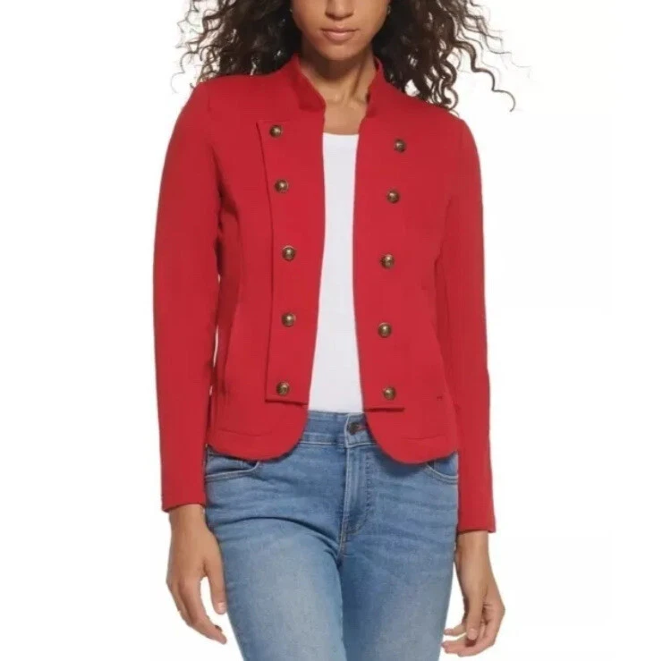 kalligraf Northern skotsk $110 Tommy Hilfiger Women&#039;s Military Band Jacket Chili Pepper Red 1X  Plus | eBay