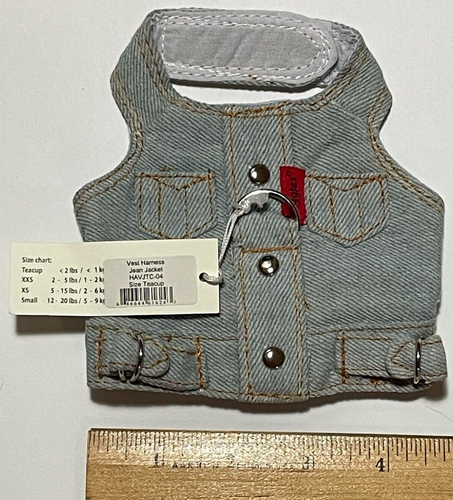 Dog Vest Harness Blue Jean Jacket Size Teacup - Picture 6 of 6