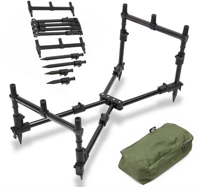 Carp Fishing 3 Rod Pod NGT Nomad Mk2 Compact Black With Bank Sticks Buzz Bars