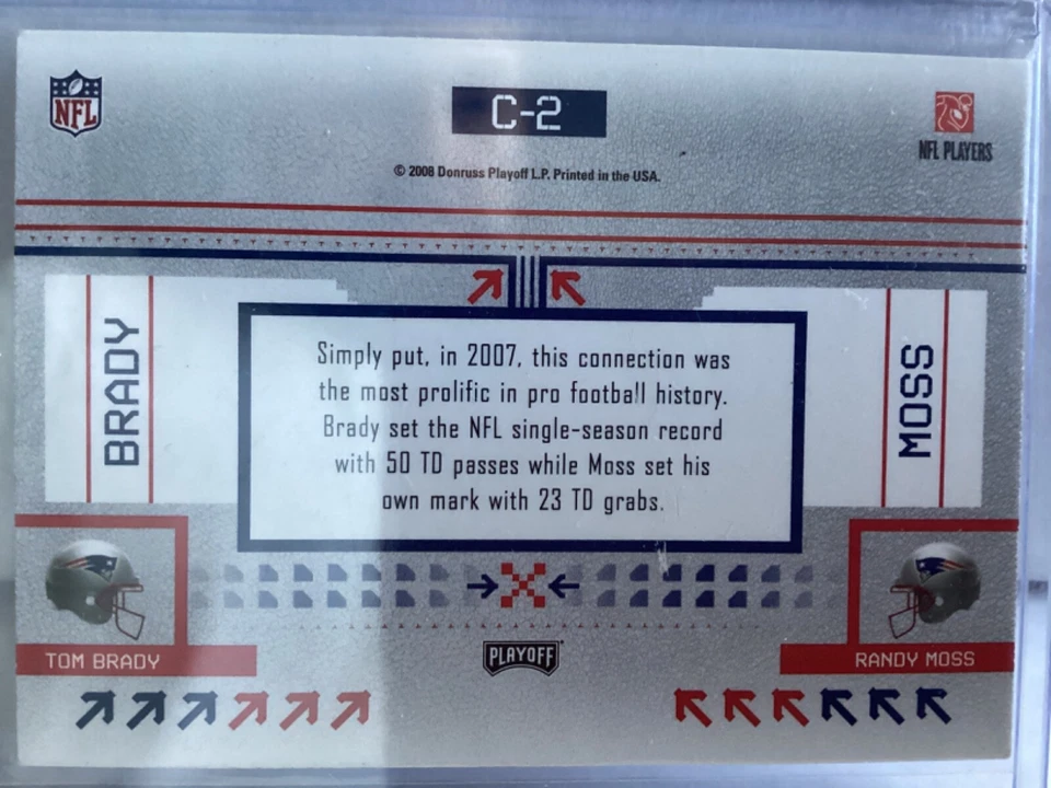 2008 Playoff Prestige Tom Brady/Randy Moss Connections C-2 - Image 2 of 2