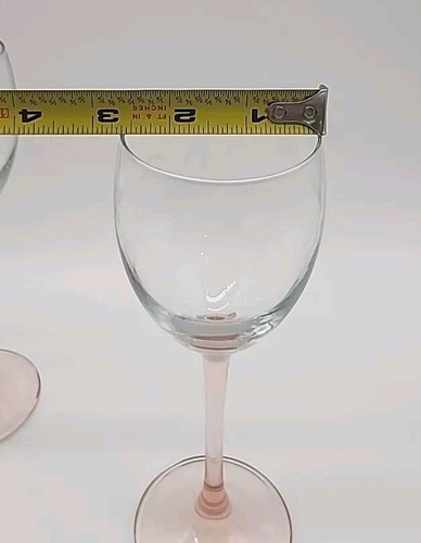 Juego de 4 copas de vino vintage Luminarc Francia clásicas con tallo rosa - Imagen 7 de 8